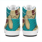 Voodoo Doll Print High Top Leather Sneakers
