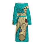 Voodoo Doll Print Hooded Bathrobe
