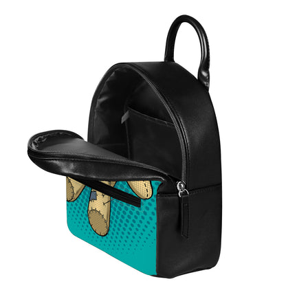 Voodoo Doll Print Leather Backpack