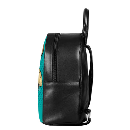 Voodoo Doll Print Leather Backpack
