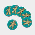Voodoo Doll Print Leather Coaster Set