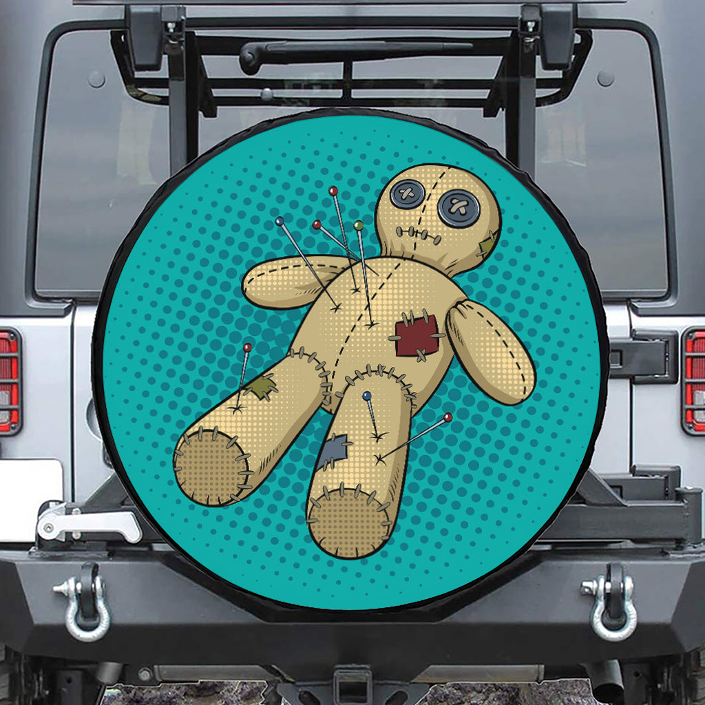 Voodoo Doll Print Leather Spare Tire Cover
