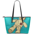 Voodoo Doll Print Leather Tote Bag With Zipper