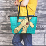 Voodoo Doll Print Leather Tote Bag