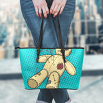 Voodoo Doll Print Leather Tote Bag