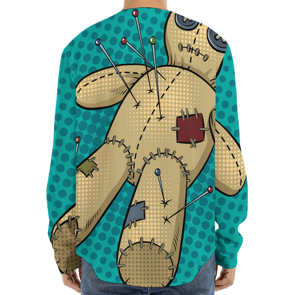 Voodoo Doll Print Long Sleeve Baseball Jersey