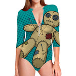 Voodoo Doll Print Long Sleeve Swimsuit