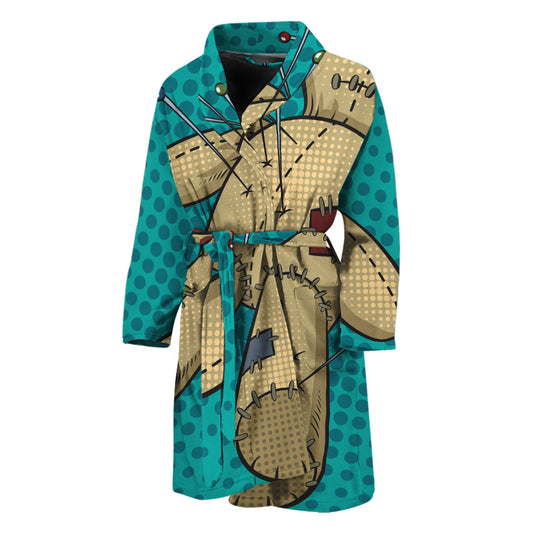 Voodoo Doll Print Men's Bathrobe