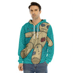 Voodoo Doll Print Men's Velvet Pullover Hoodie