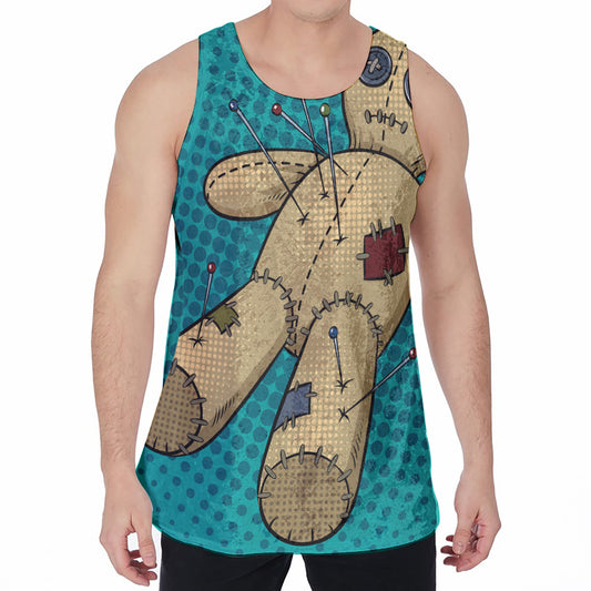 Voodoo Doll Print Men's Velvet Tank Top