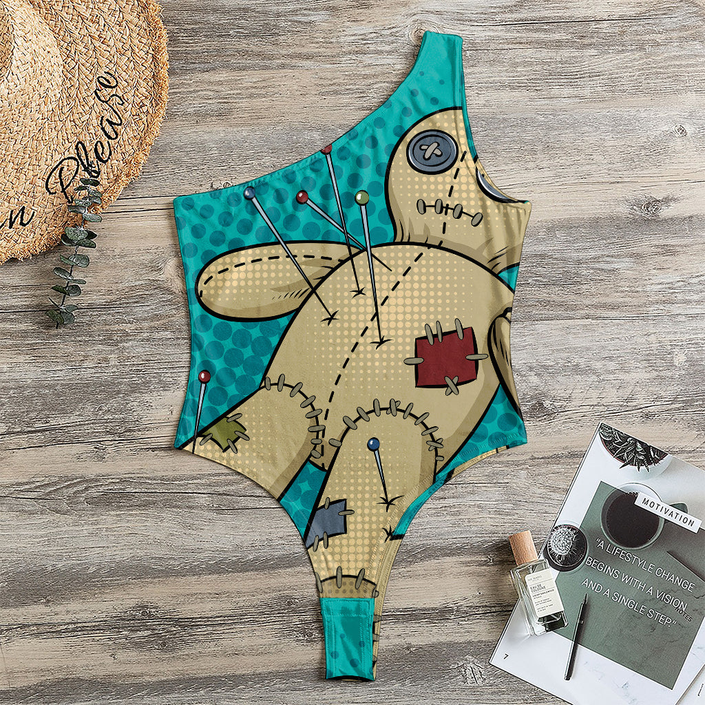 Voodoo Doll Print One Shoulder Bodysuit