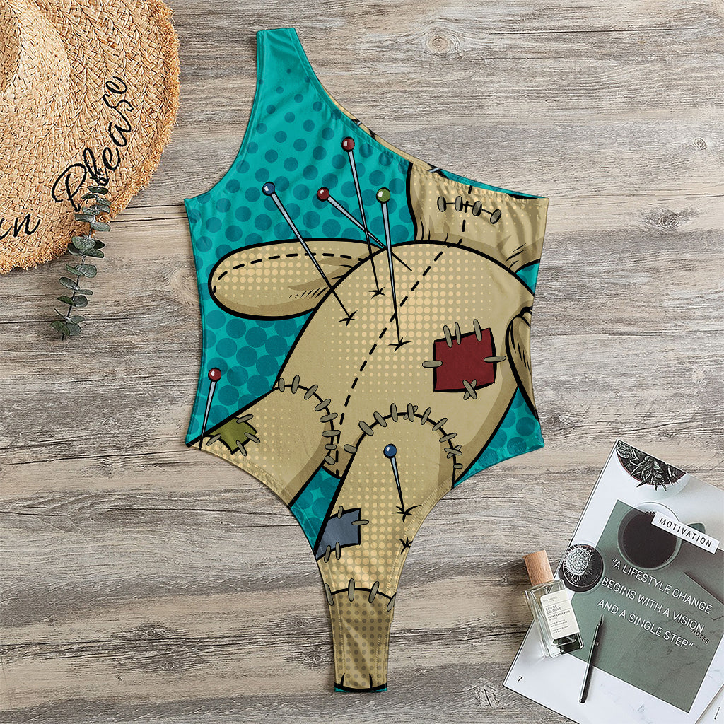 Voodoo Doll Print One Shoulder Bodysuit