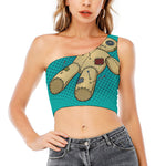 Voodoo Doll Print One Shoulder Crop Top