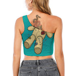 Voodoo Doll Print One Shoulder Crop Top