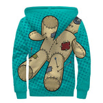 Voodoo Doll Print Sherpa Lined Zip Up Hoodie