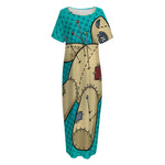 Voodoo Doll Print Short Sleeve Long Nightdress