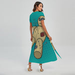 Voodoo Doll Print Short Sleeve Maxi Dress