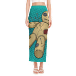 Voodoo Doll Print Side Slit Maxi Skirt