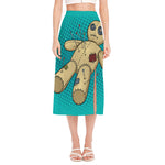 Voodoo Doll Print Side Slit Midi Skirt
