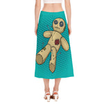 Voodoo Doll Print Side Slit Midi Skirt