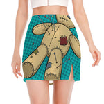 Voodoo Doll Print Side Slit Mini Skirt