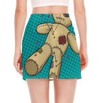 Voodoo Doll Print Side Slit Mini Skirt