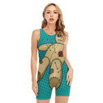 Voodoo Doll Print Sleeveless One Piece Swimsuit