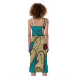 Voodoo Doll Print Slim Fit Midi Cami Dress