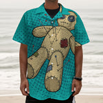 Voodoo Doll Print Textured Short Sleeve Shirt