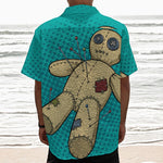 Voodoo Doll Print Textured Short Sleeve Shirt