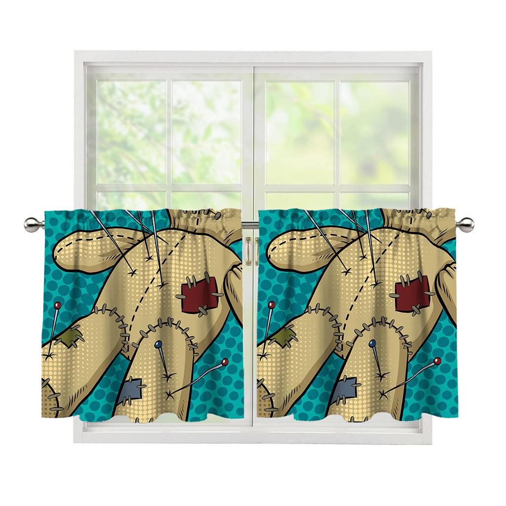 Voodoo Doll Print Tier Curtains
