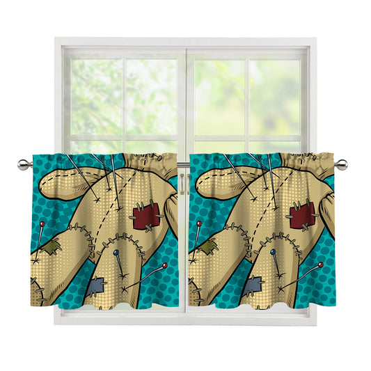 Voodoo Doll Print Tier Curtains