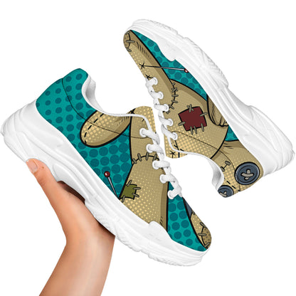Voodoo Doll Print White Chunky Shoes