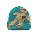 Voodoo Doll Print White Mesh Trucker Hat
