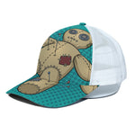 Voodoo Doll Print White Mesh Trucker Cap