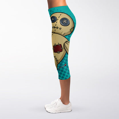 Voodoo Doll Print Women's Capri Leggings
