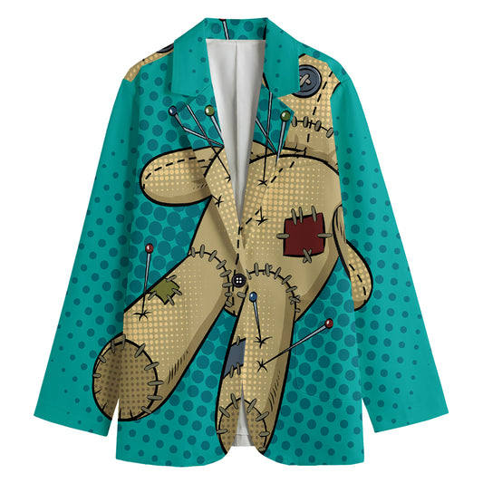 Voodoo Doll Print Women's Cotton Blazer
