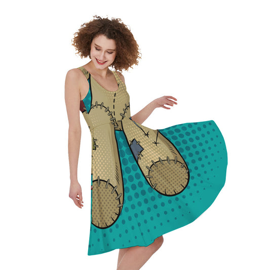 Voodoo Doll Print Women's Sleeveless Dress