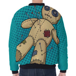 Voodoo Doll Print Zip Sleeve Bomber Jacket