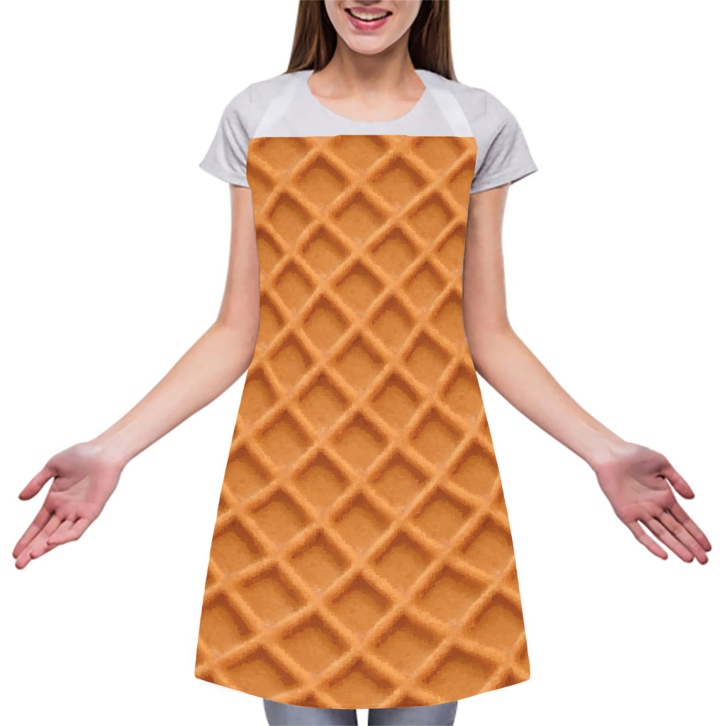 Waffle Pattern Print Adjustable Apron