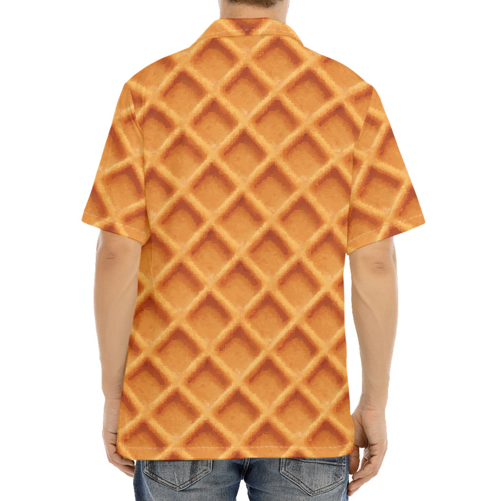 Waffle Pattern Print Aloha Shirt