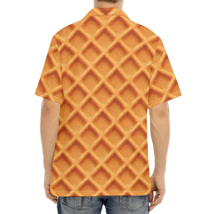 Waffle Pattern Print Aloha Shirt