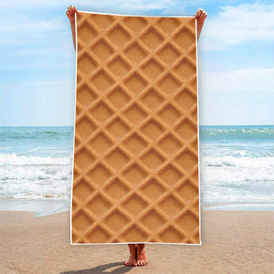 Waffle Pattern Print Beach Towel