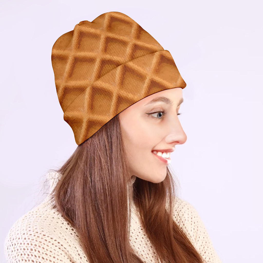 Waffle Pattern Print Beanie