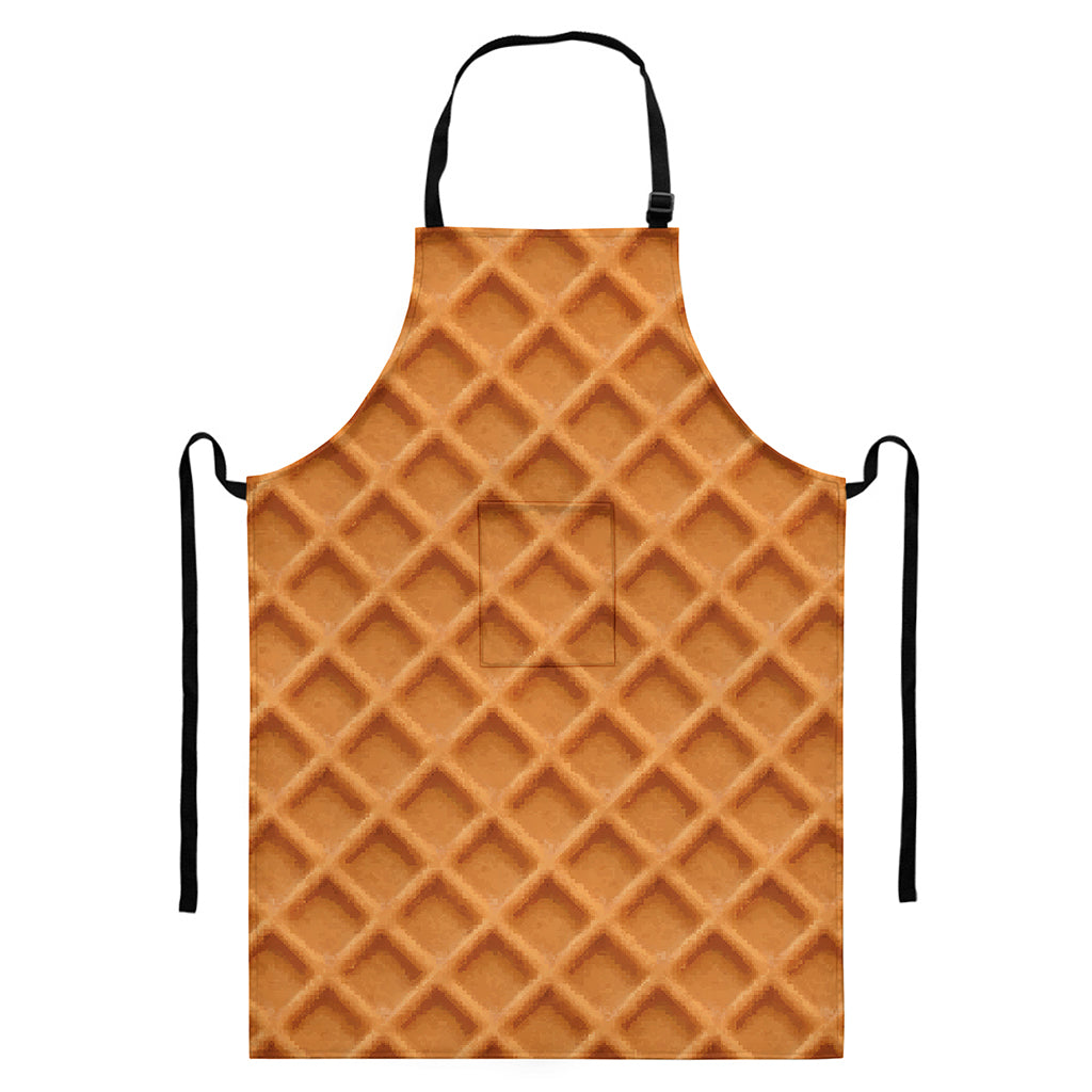 Waffle Pattern Print Bib Apron With Pocket