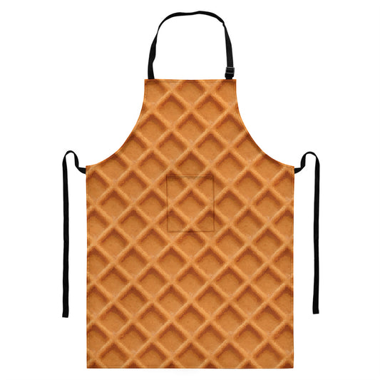 Waffle Pattern Print Bib Apron With Pocket