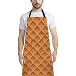 Waffle Pattern Print Bib Apron With Pocket