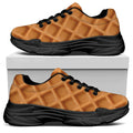 Waffle Pattern Print Black Chunky Shoes