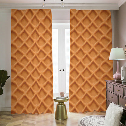 Waffle Pattern Print Blackout Pencil Pleat Curtains