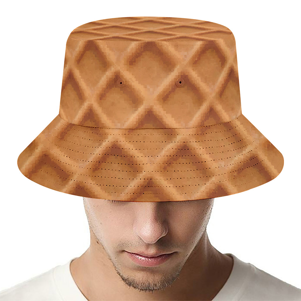 Waffle Pattern Print Bucket Hat